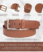 Full Grain Buffalo Leather Belt for Men with Pin Buckle (Color - Black/Brown/Tan)