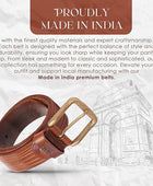 PERB - Full Grain Buffalo Premium Leather Belt for Men with Pin Buckle - 100% Handmade(Brown-Antique Brass Finish Buckle)