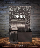 PERB - Full Grain Buffalo Premium Leather Belt for Men with Pin Buckle - 100% Handmade(Black-Matt Black Finish Buckle)