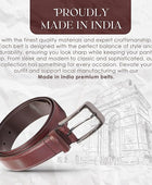 PERB - Full Grain Buffalo Premium Leather Belt for Men with Pin Buckle - 100% Handmade(Maroon-Gunmetal Finish Buckle)