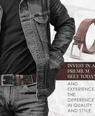 PERB - Full Grain Buffalo Premium Leather Belt for Men with Pin Buckle - 100% Handmade( Washed Brown-Antique Silver Finish Buckle)