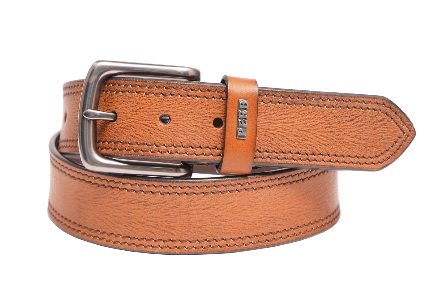 Full Grain Buffalo Leather Belt for Men from USA (Brown)