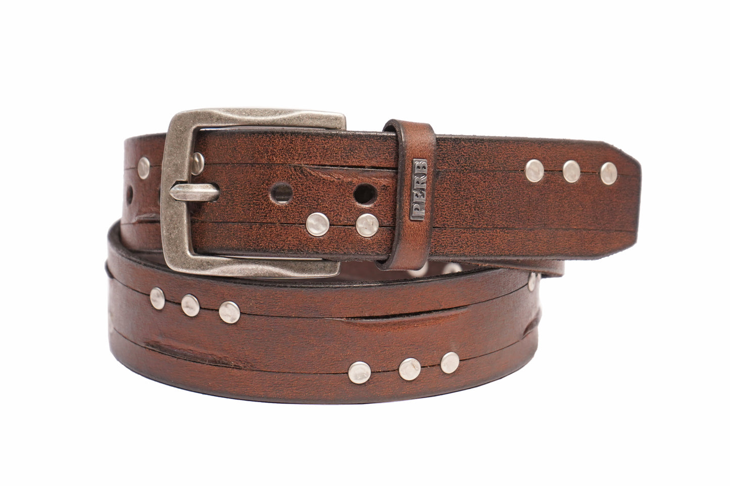 Full Grain Buffalo Leather Belt for Men from USA (Brown)