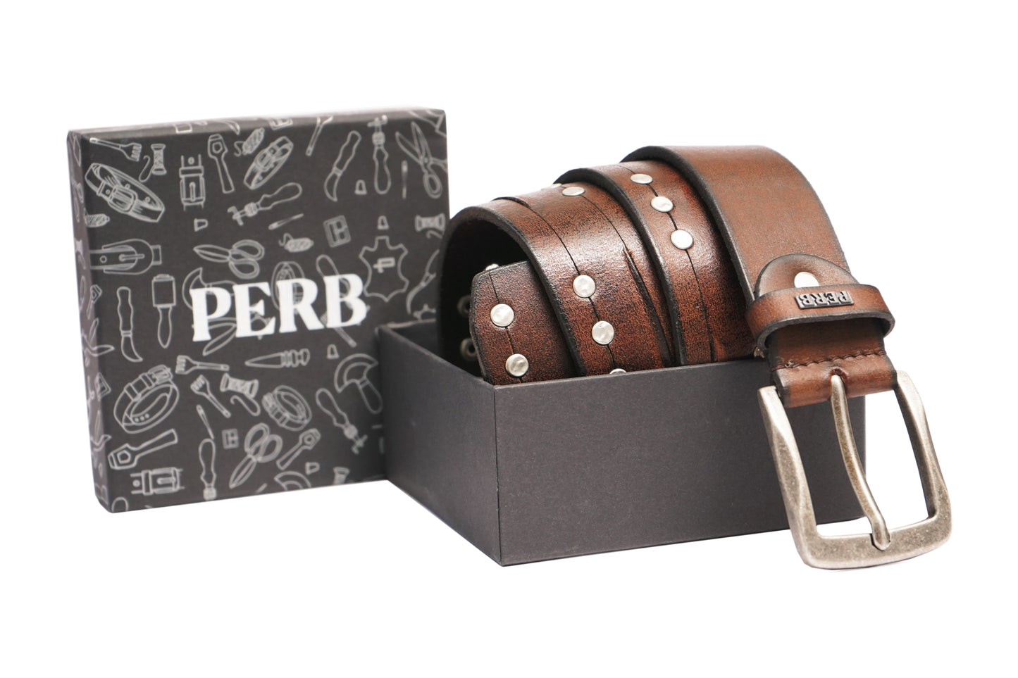 Full Grain Buffalo Leather Belt for Men from USA (Brown)