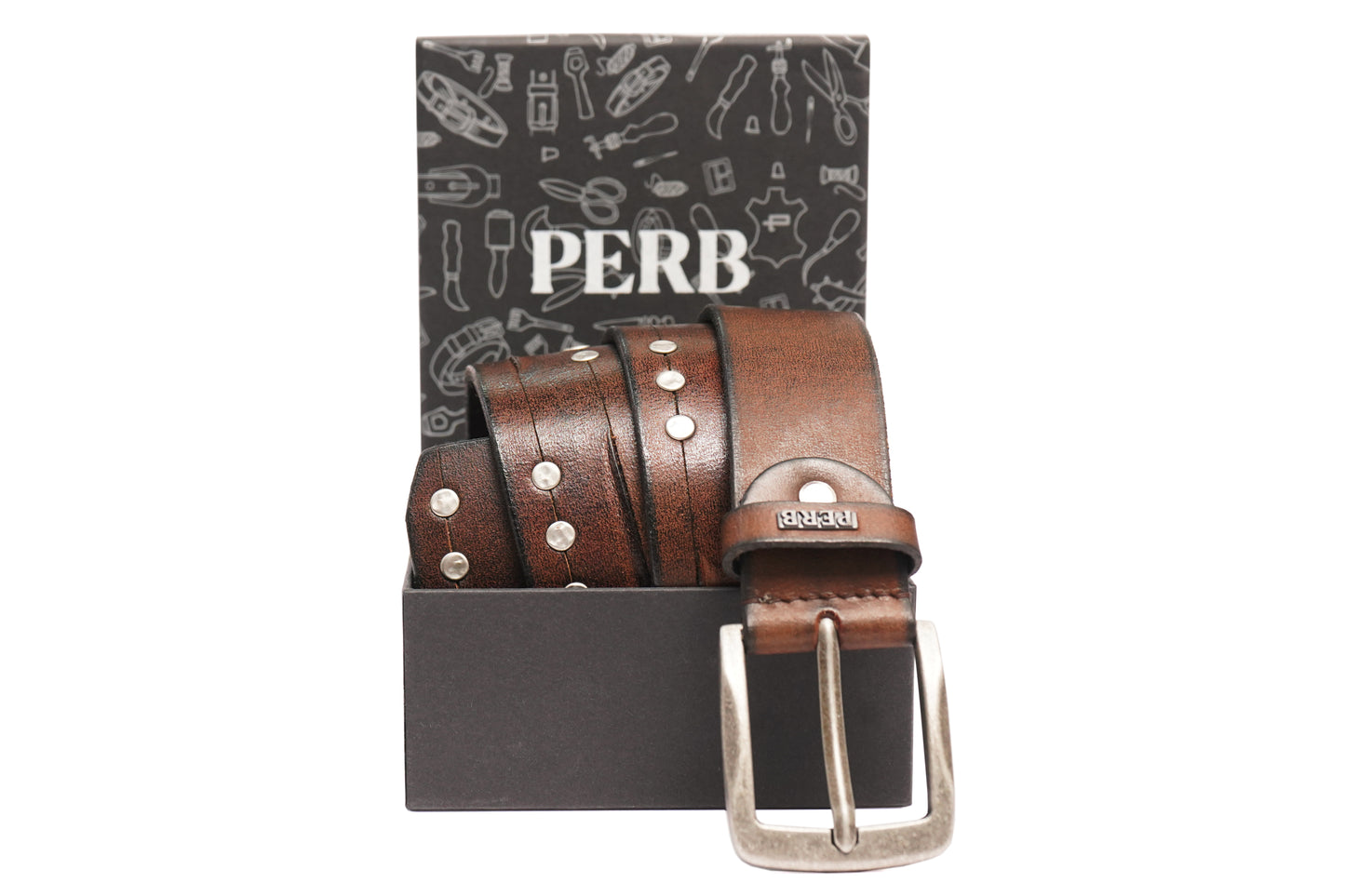 Full Grain Buffalo Leather Belt for Men from USA (Brown)