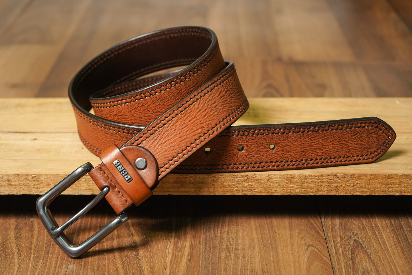 Full Grain Buffalo Leather Belt for Men from USA (Brown)